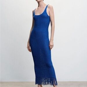 Zara Royal Blue Knit Dress with Fringe
